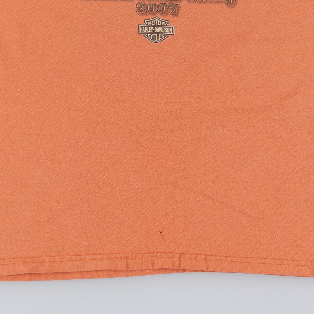 00'S Harley-Davidson Skull Pattern Motorcycle Bike T-shirt Made in USA Men's XL cotton orange type Vintage Second Hand