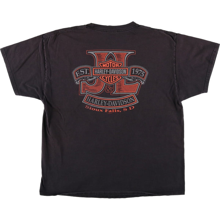 Harley-Davidson Pin-up Girl Eagle Pattern Fire Pattern Motorcycle Bike T-Shirt cotton black type Vintage Second Hand