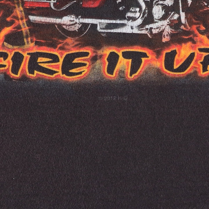 Harley-Davidson Pin-up Girl Eagle Pattern Fire Pattern Motorcycle Bike T-Shirt cotton black type Vintage Second Hand