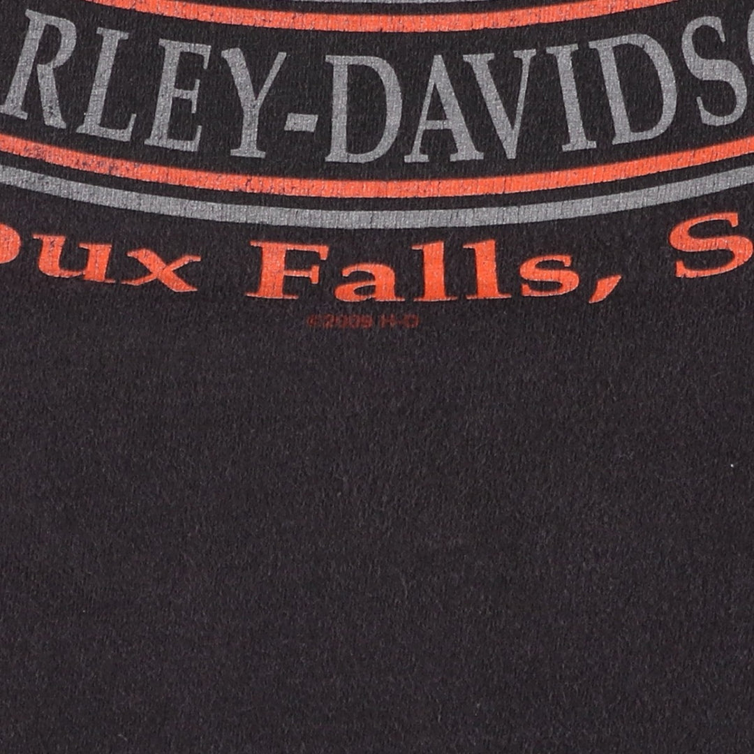 Harley-Davidson Pin-up Girl Eagle Pattern Fire Pattern Motorcycle Bike T-Shirt cotton black type Vintage Second Hand