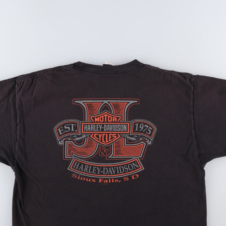 Harley-Davidson Pin-up Girl Eagle Pattern Fire Pattern Motorcycle Bike T-Shirt cotton black type Vintage Second Hand