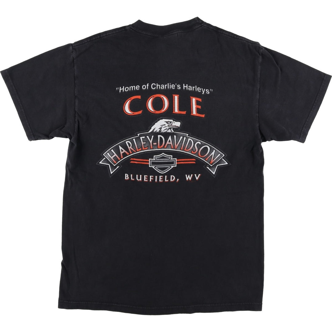 Harley-Davidson Eagle Pattern Motorcycle Bike T-shirt Made in USA Men's M size cotton black type Vintage Second Hand