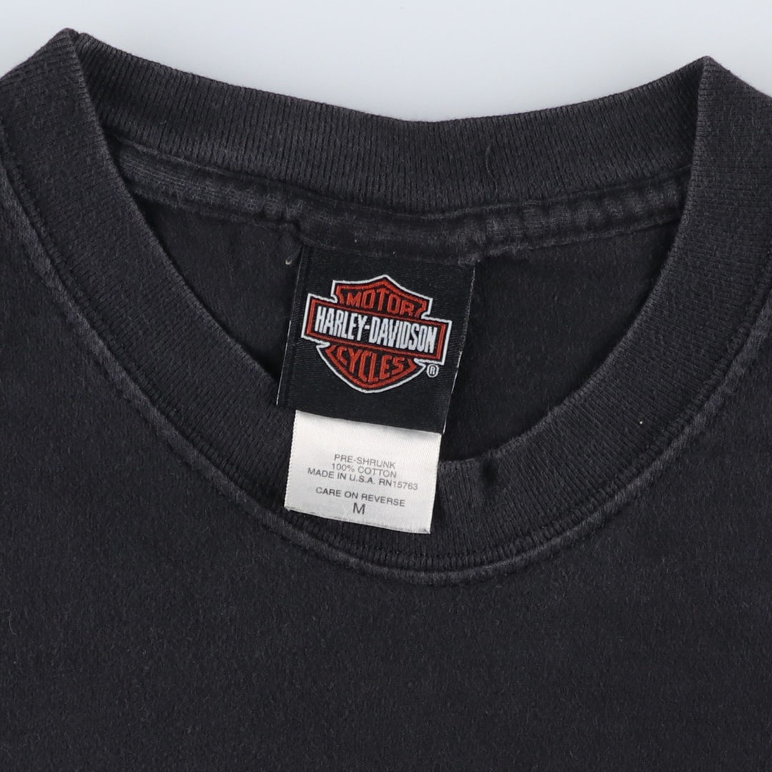 Harley-Davidson Eagle Pattern Motorcycle Bike T-shirt Made in USA Men's M size cotton black type Vintage Second Hand