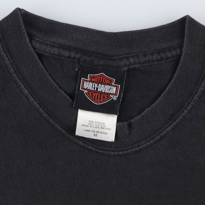 Harley-Davidson Eagle Pattern Motorcycle Bike T-shirt Made in USA Men's M size cotton black type Vintage Second Hand