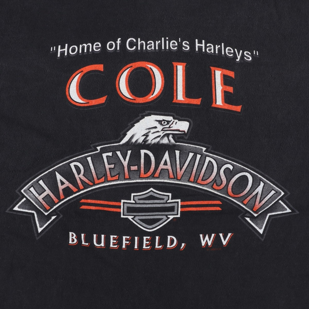 Harley-Davidson Eagle Pattern Motorcycle Bike T-shirt Made in USA Men's M size cotton black type Vintage Second Hand
