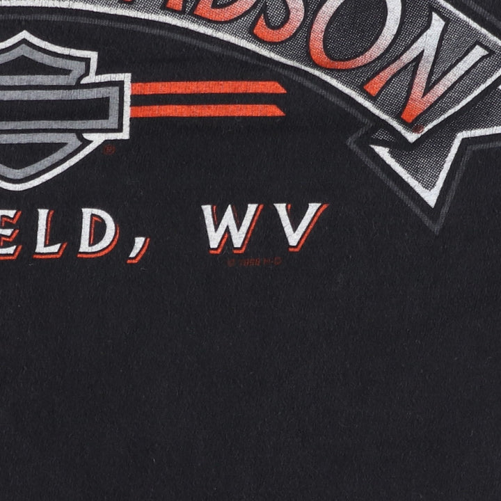Harley-Davidson Eagle Pattern Motorcycle Bike T-shirt Made in USA Men's M size cotton black type Vintage Second Hand