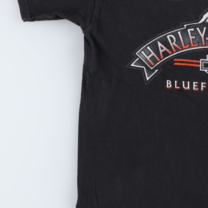 Harley-Davidson Eagle Pattern Motorcycle Bike T-shirt Made in USA Men's M size cotton black type Vintage Second Hand