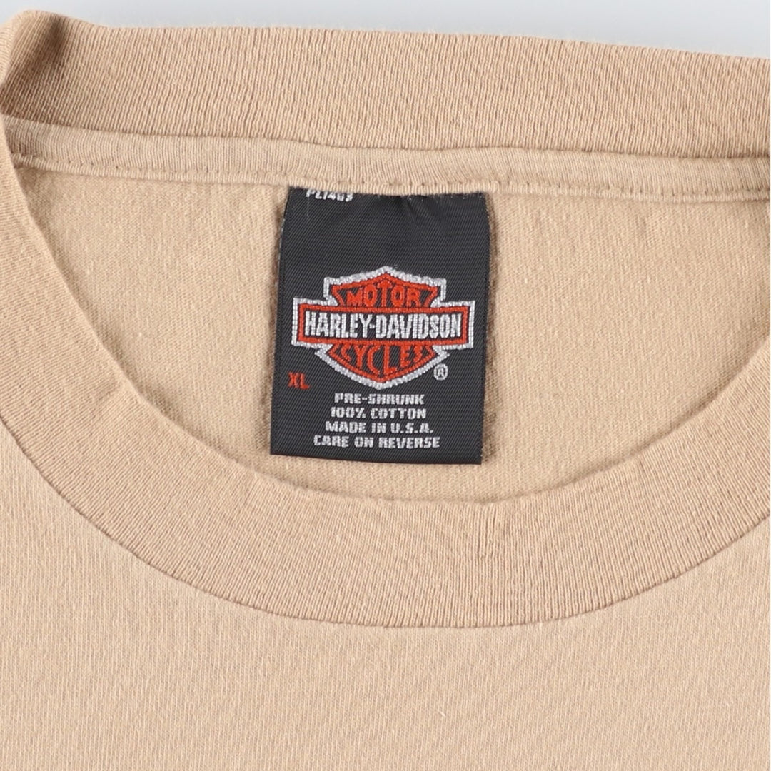 90'S Harley-Davidson Motorcycle Bike T-shirt Made in USA Men's XL Vintage cotton Beige type Vintage Second Hand