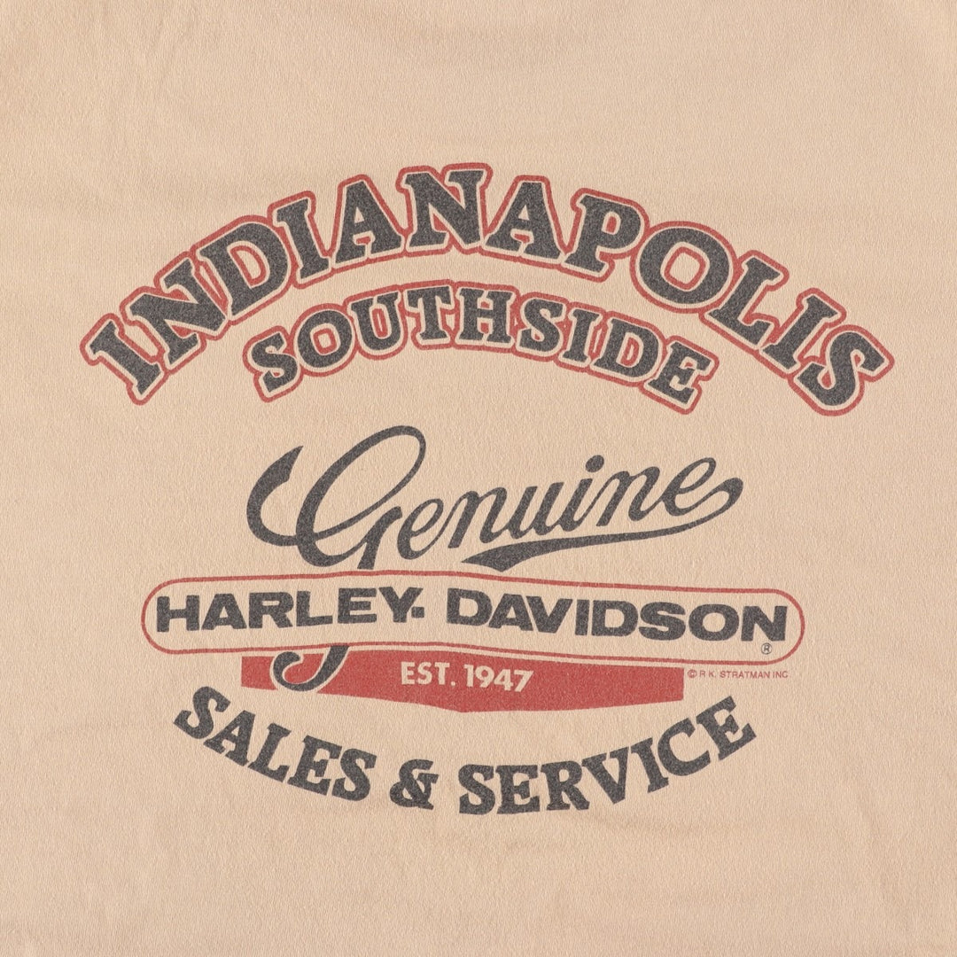90'S Harley-Davidson Motorcycle Bike T-shirt Made in USA Men's XL Vintage cotton Beige type Vintage Second Hand