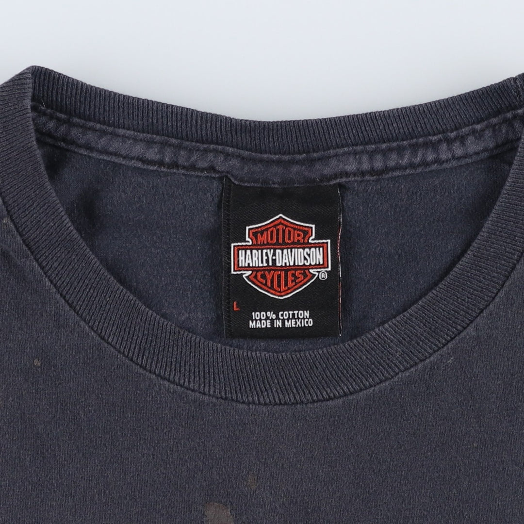 Harley-Davidson Skull Pattern Skull Wing Motorcycle Bike T-shirt Men's L size cotton black type Vintage Second Hand