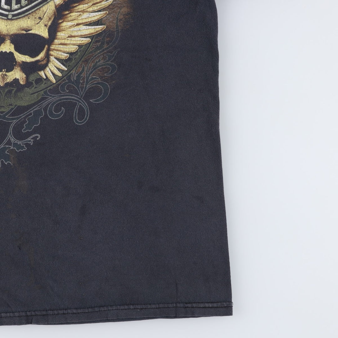 Harley-Davidson Skull Pattern Skull Wing Motorcycle Bike T-shirt Men's L size cotton black type Vintage Second Hand