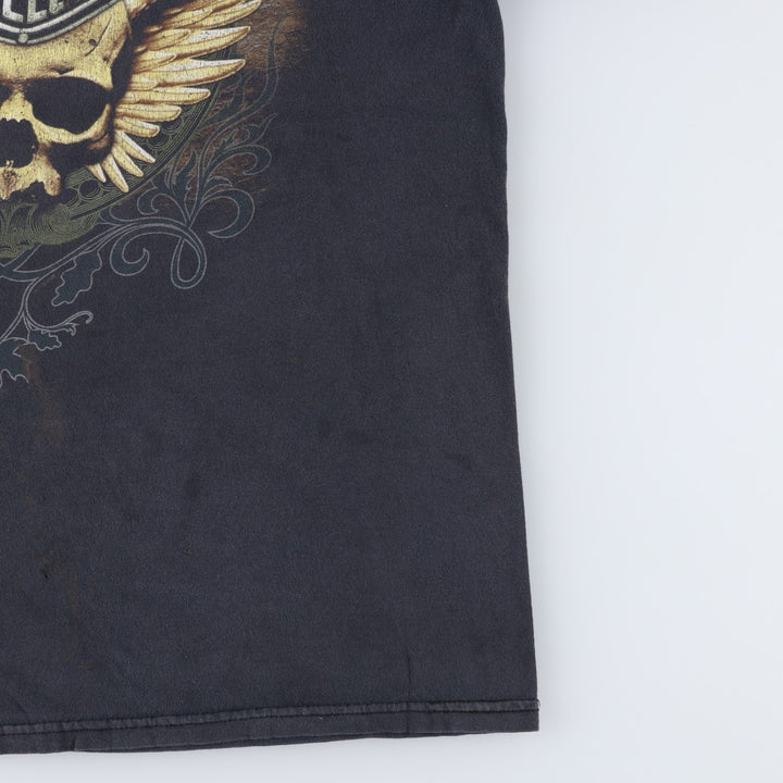 Harley-Davidson Skull Pattern Skull Wing Motorcycle Bike T-shirt Men's L size cotton black type Vintage Second Hand