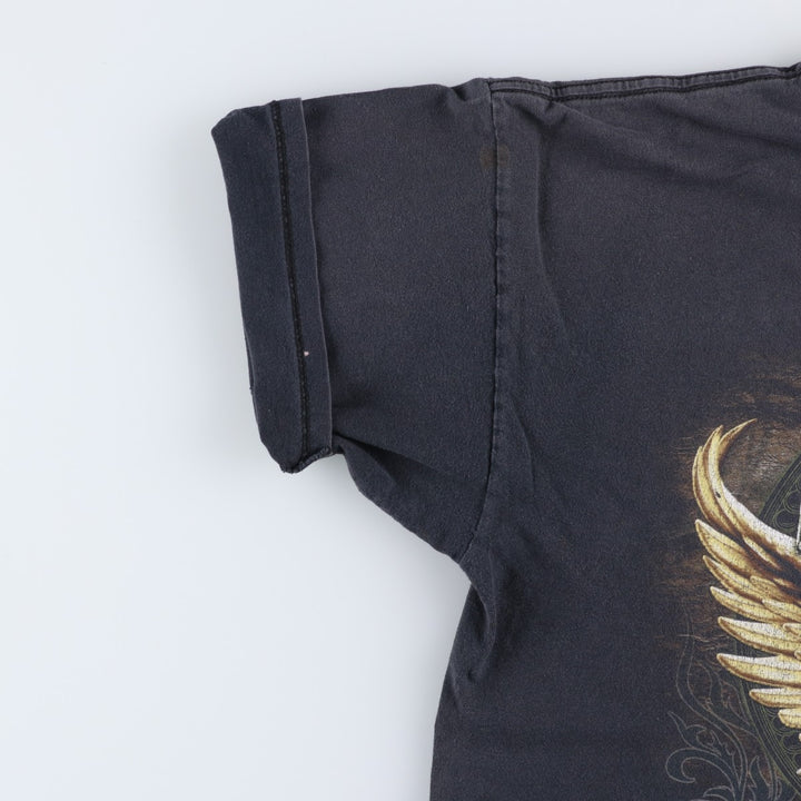 Harley-Davidson Skull Pattern Skull Wing Motorcycle Bike T-shirt Men's L size cotton black type Vintage Second Hand