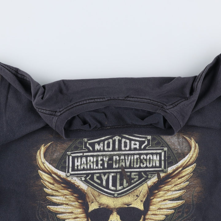 Harley-Davidson Skull Pattern Skull Wing Motorcycle Bike T-shirt Men's L size cotton black type Vintage Second Hand