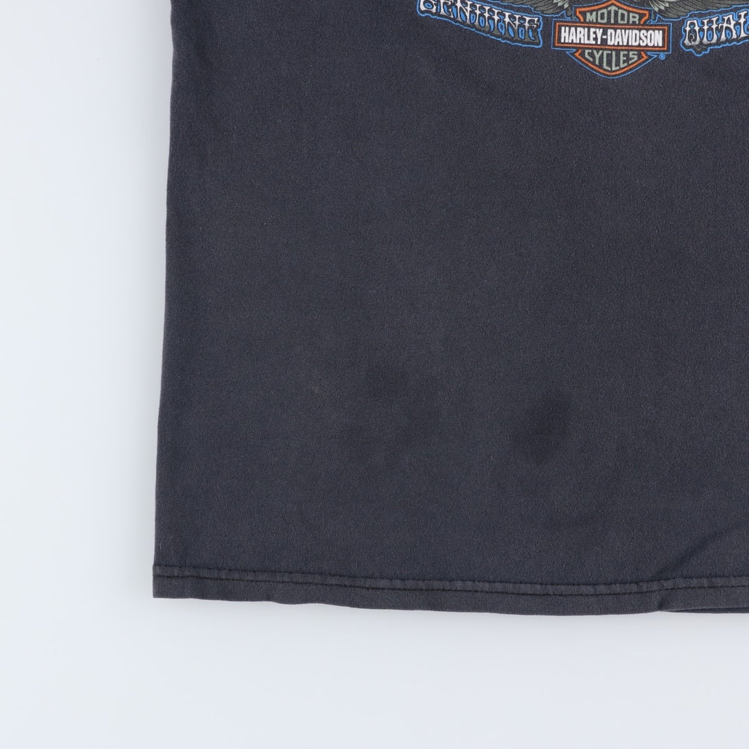 Harley-Davidson Skull Pattern Skull Wing Motorcycle Bike T-shirt Men's L size cotton black type Vintage Second Hand