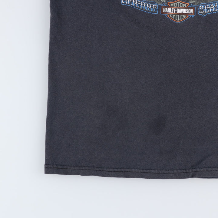 Harley-Davidson Skull Pattern Skull Wing Motorcycle Bike T-shirt Men's L size cotton black type Vintage Second Hand