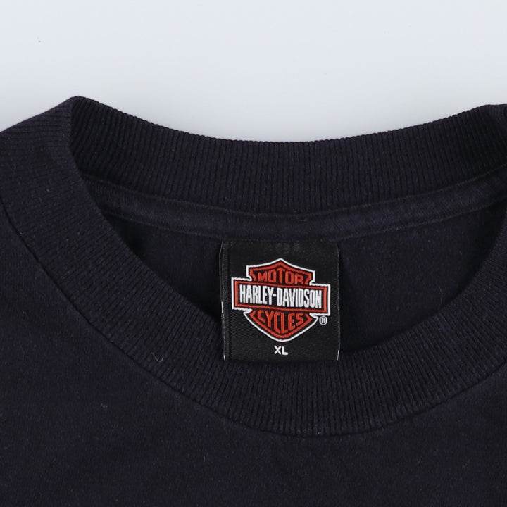 00'S Harley-Davidson Eagle Pattern Motorcycle Bike T-shirt Made in USA Men's XL cotton black type Vintage Second Hand
