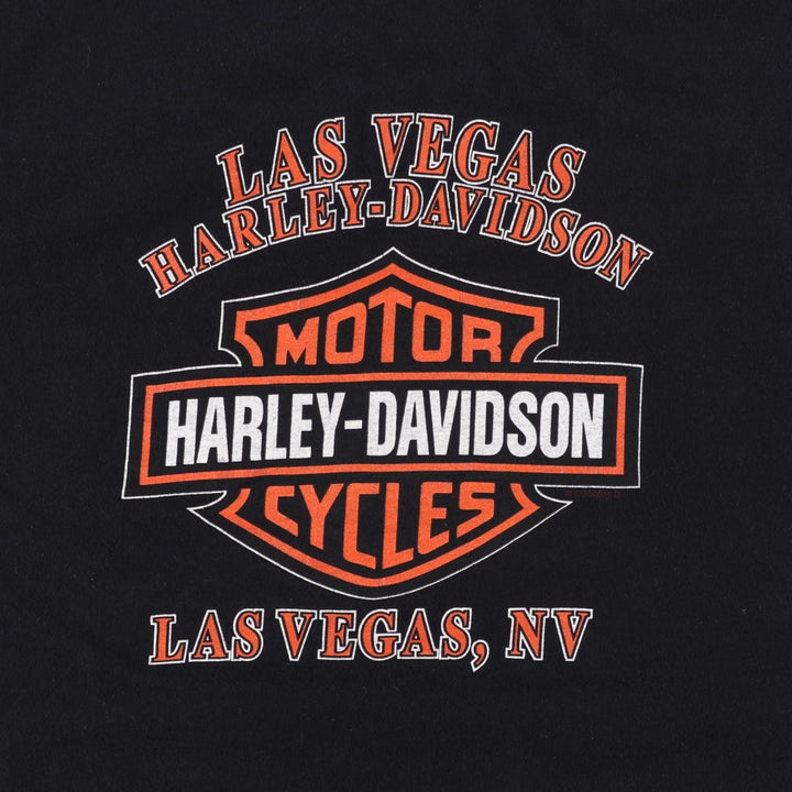 00'S Harley-Davidson Eagle Pattern Motorcycle Bike T-shirt Made in USA Men's XL cotton black type Vintage Second Hand