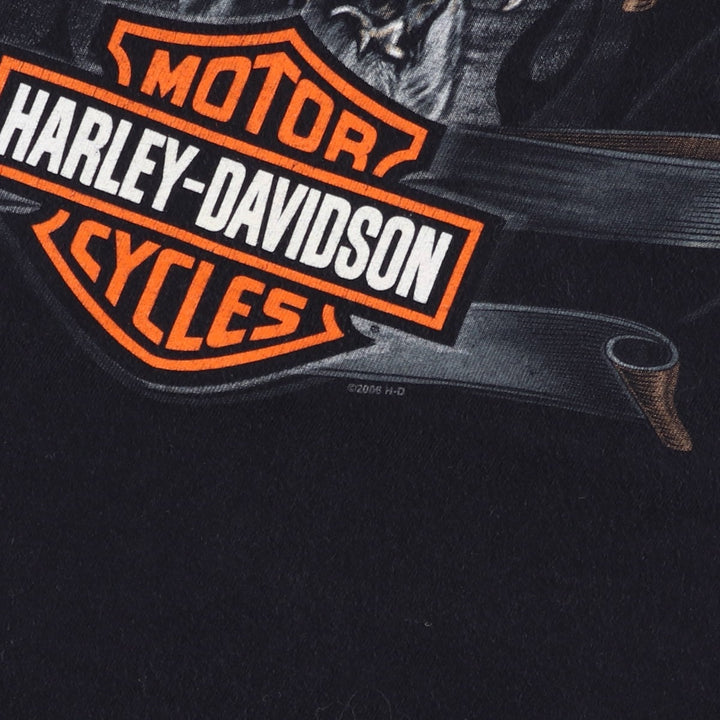 00'S Harley-Davidson Eagle Pattern Motorcycle Bike T-shirt Made in USA Men's XL cotton black type Vintage Second Hand