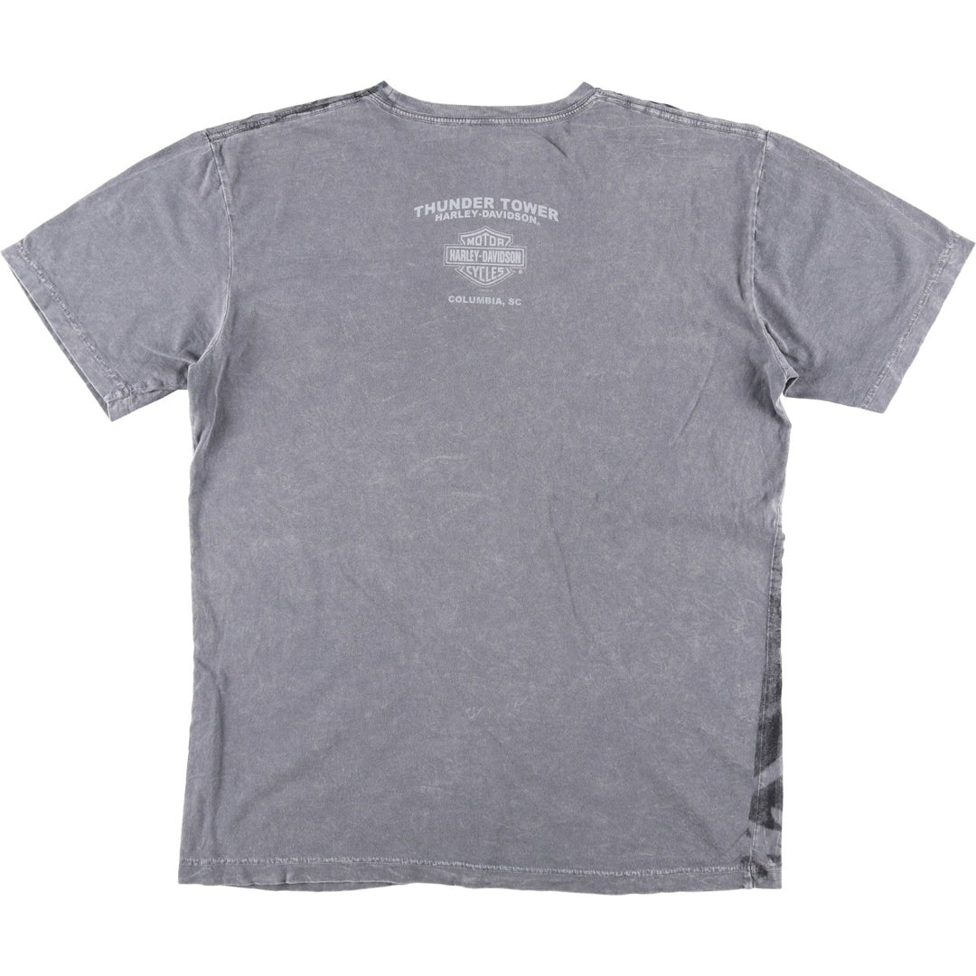 00'S Harley-Davidson Eagle Pattern Motorcycle Bike T-shirt Men's L size unclear gray type Vintage Second Hand