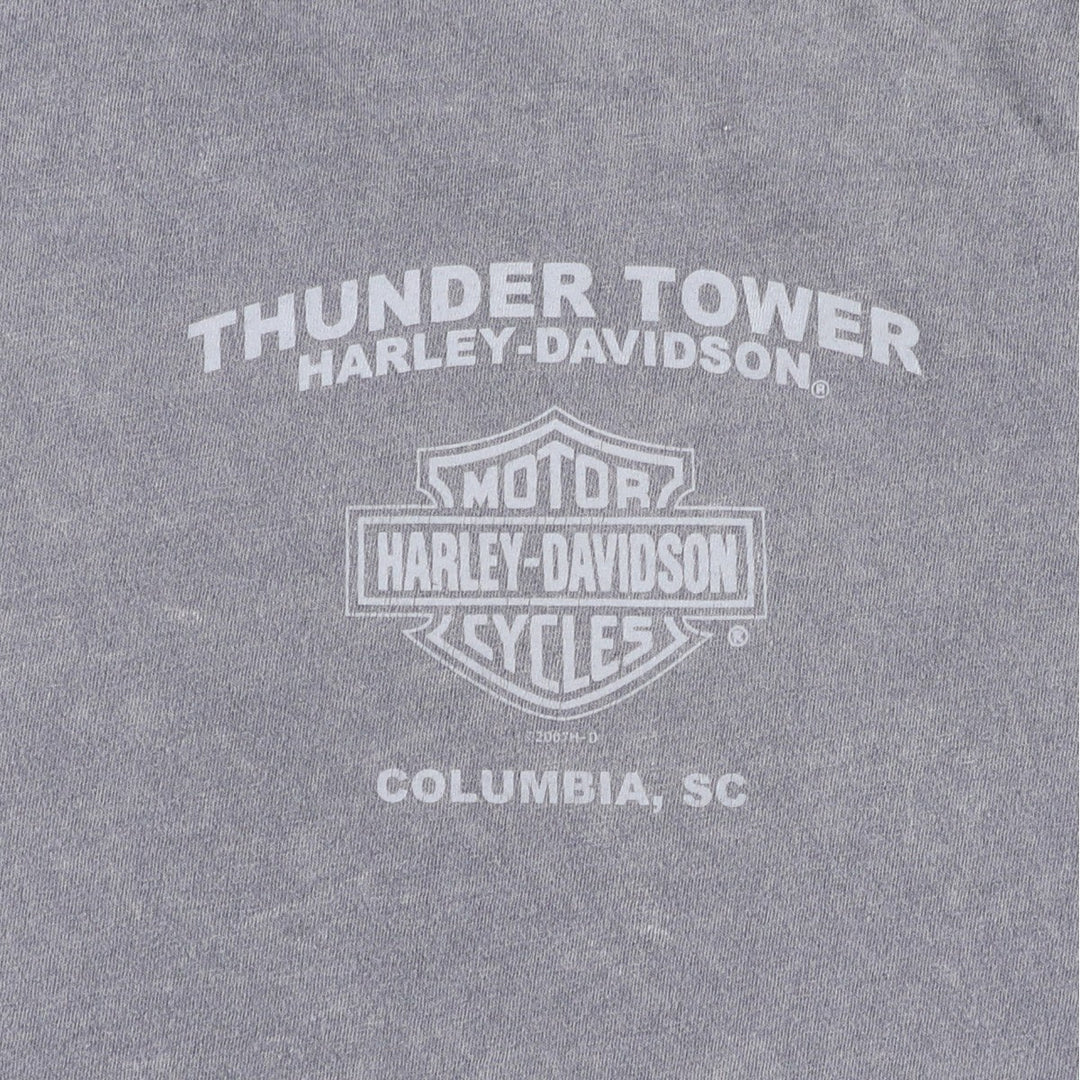 00'S Harley-Davidson Eagle Pattern Motorcycle Bike T-shirt Men's L size unclear gray type Vintage Second Hand