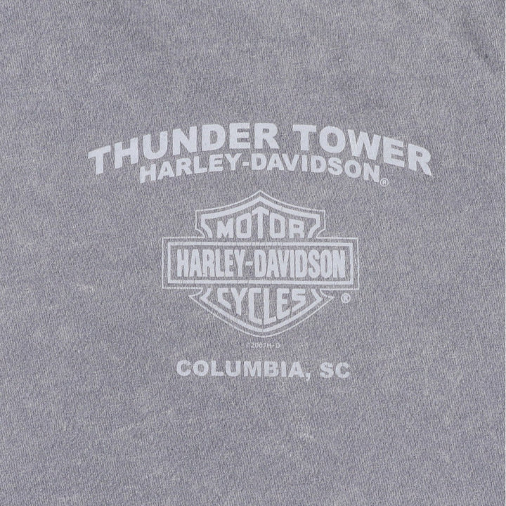 00'S Harley-Davidson Eagle Pattern Motorcycle Bike T-shirt Men's L size unclear gray type Vintage Second Hand