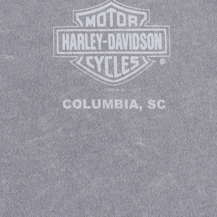 00'S Harley-Davidson Eagle Pattern Motorcycle Bike T-shirt Men's L size unclear gray type Vintage Second Hand