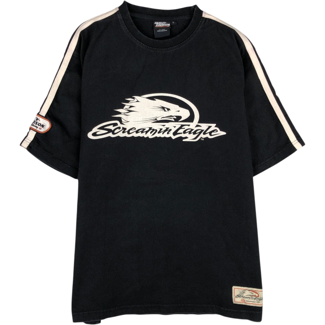 Harley-Davidson Eagle Pattern Motorcycle Bike T-shirt Men's L size cotton black type Vintage Second Hand