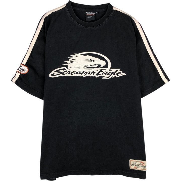 Harley-Davidson Eagle Pattern Motorcycle Bike T-shirt Men's L size cotton black type Vintage Second Hand