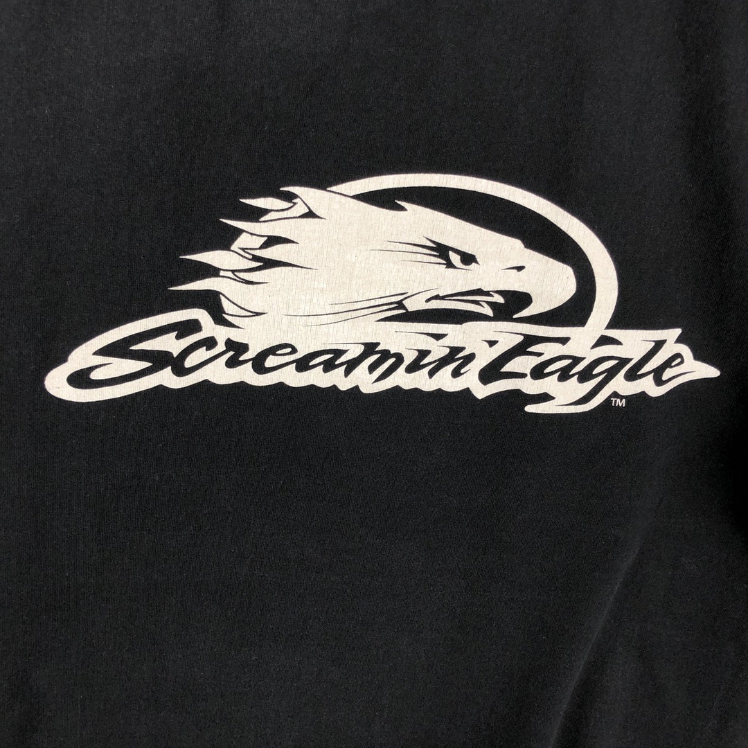 Harley-Davidson Eagle Pattern Motorcycle Bike T-shirt Men's L size cotton black type Vintage Second Hand