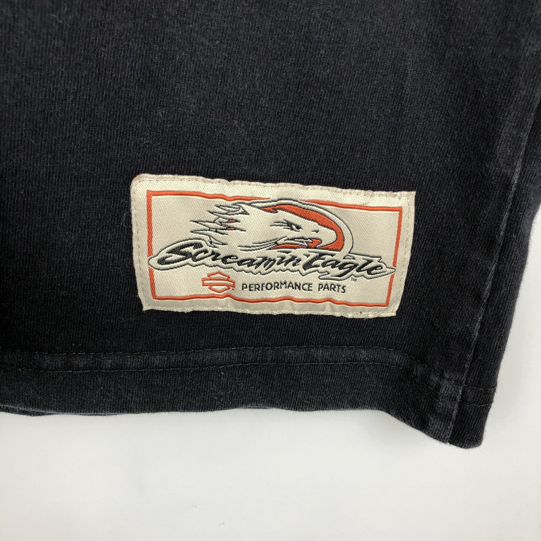 Harley-Davidson Eagle Pattern Motorcycle Bike T-shirt Men's L size cotton black type Vintage Second Hand
