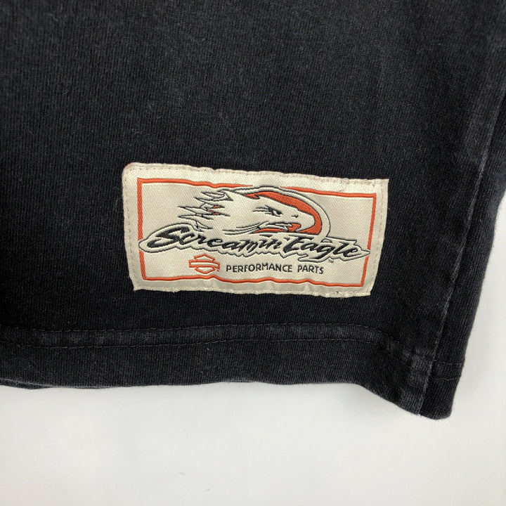 Harley-Davidson Eagle Pattern Motorcycle Bike T-shirt Men's L size cotton black type Vintage Second Hand