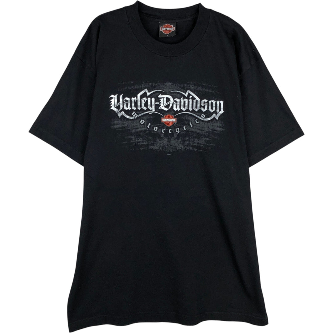 00'S Harley-Davidson Motorcycle Bike T-shirt Made in USA Men's L size cotton black type Vintage Second Hand