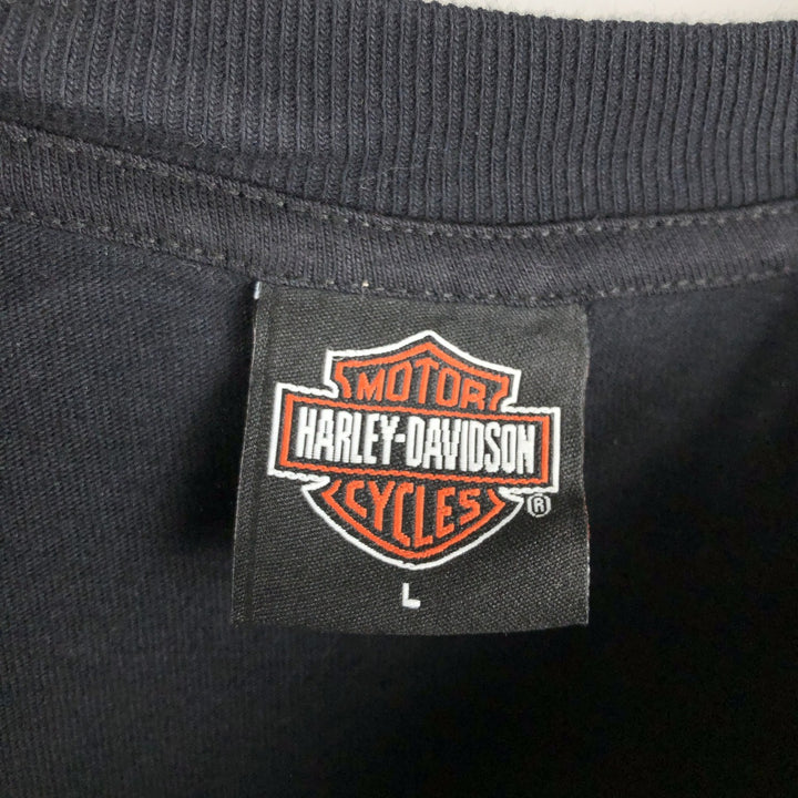 00'S Harley-Davidson Motorcycle Bike T-shirt Made in USA Men's L size cotton black type Vintage Second Hand