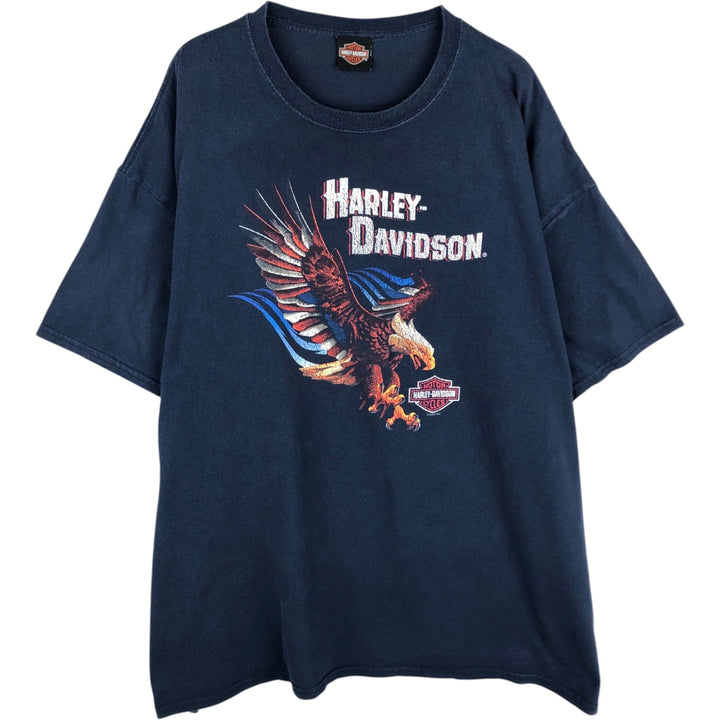 Harley-Davidson Eagle Pattern Motorcycle Bike T-shirt Men's XL unclear navy blue type Vintage Second Hand