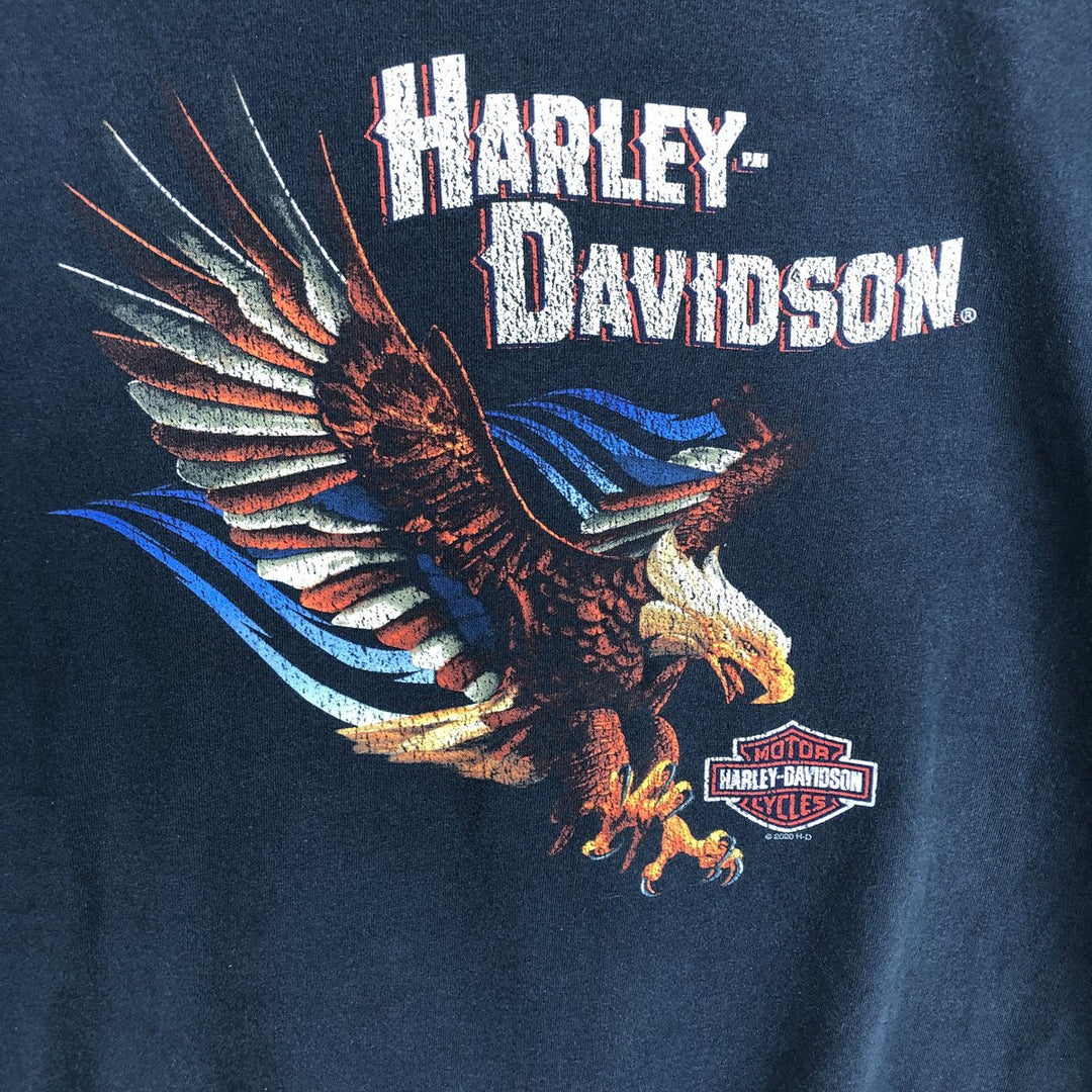 Harley-Davidson Eagle Pattern Motorcycle Bike T-shirt Men's XL unclear navy blue type Vintage Second Hand