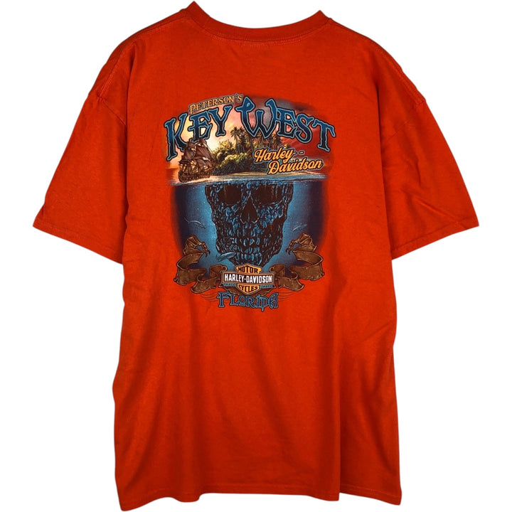 Harley-Davidson Skull Pattern Motorcycle Bike T-shirt Men's XL unclear orange type Vintage Second Hand