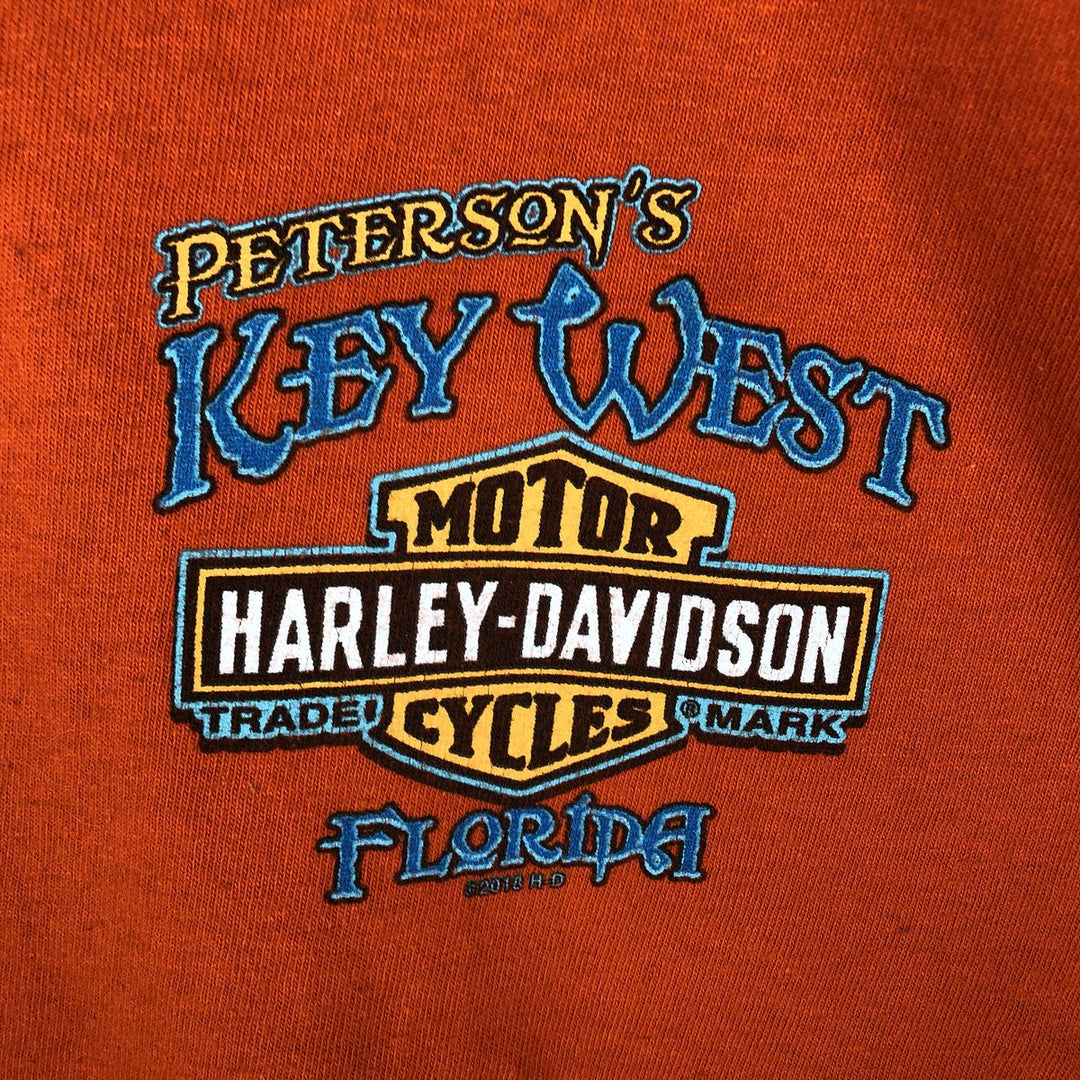 Harley-Davidson Skull Pattern Motorcycle Bike T-shirt Men's XL unclear orange type Vintage Second Hand