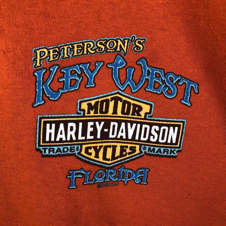 Harley-Davidson Skull Pattern Motorcycle Bike T-shirt Men's XL unclear orange type Vintage Second Hand