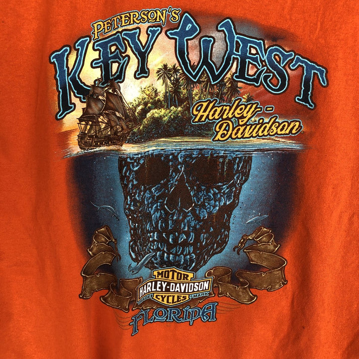 Harley-Davidson Skull Pattern Motorcycle Bike T-shirt Men's XL unclear orange type Vintage Second Hand