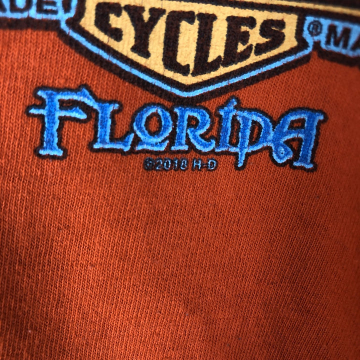 Harley-Davidson Skull Pattern Motorcycle Bike T-shirt Men's XL unclear orange type Vintage Second Hand