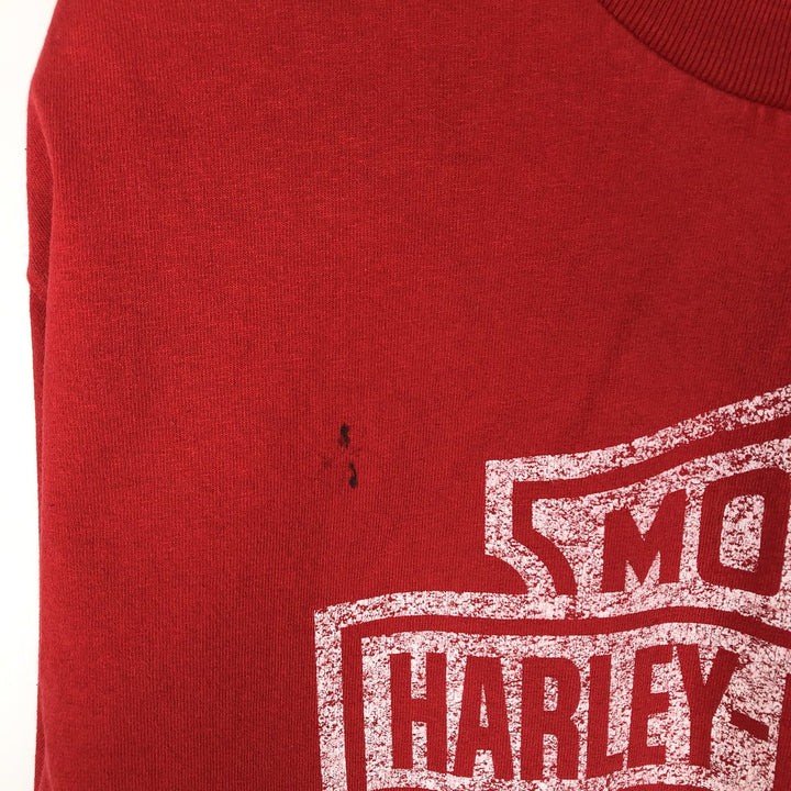00'S Harley-Davidson Skull Pattern Motorcycle Bike T-shirt Men's L size cotton red type Vintage Second Hand