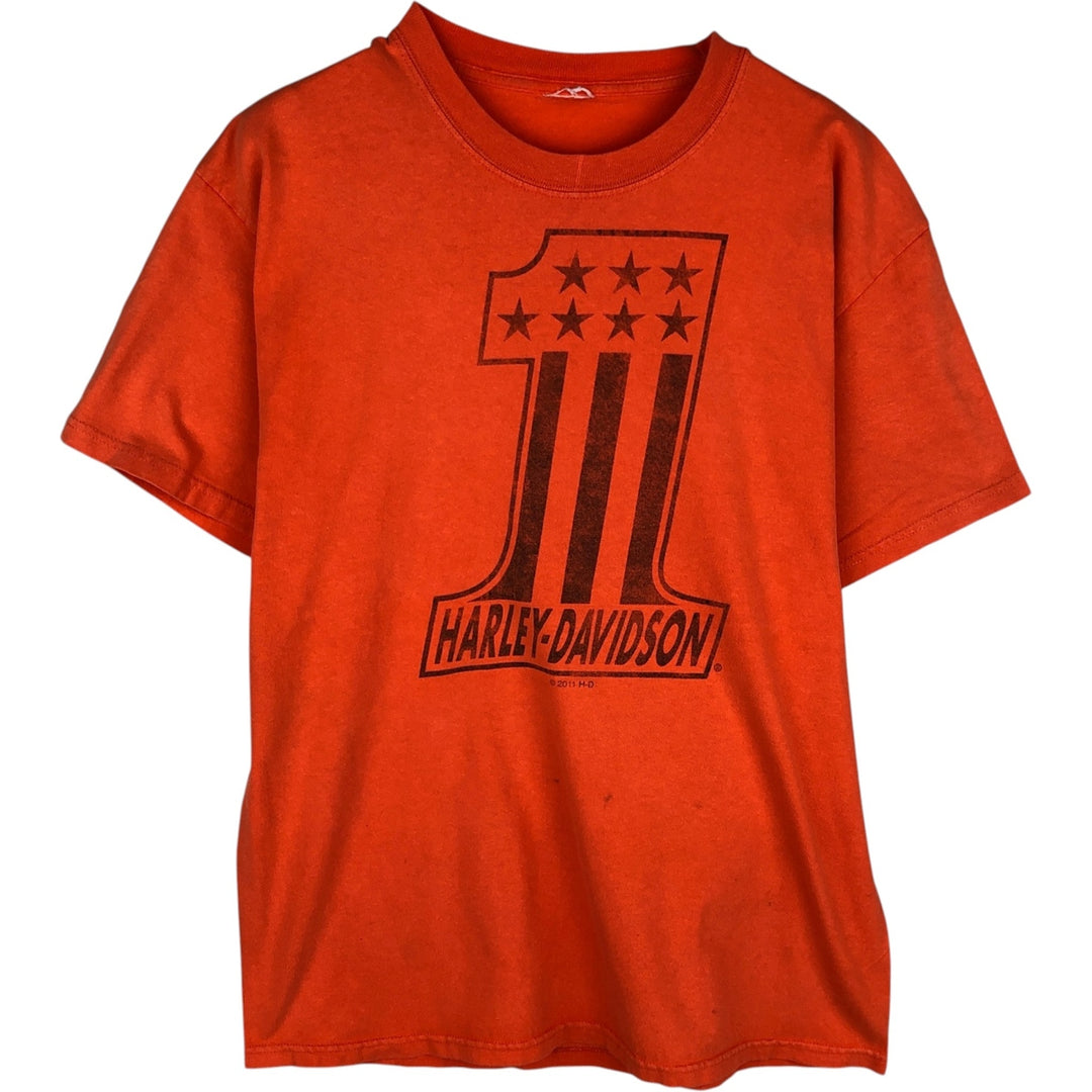 Harley-Davidson Motorcycle Bike T-shirt, Men's XL size unclear orange type Vintage Second Hand