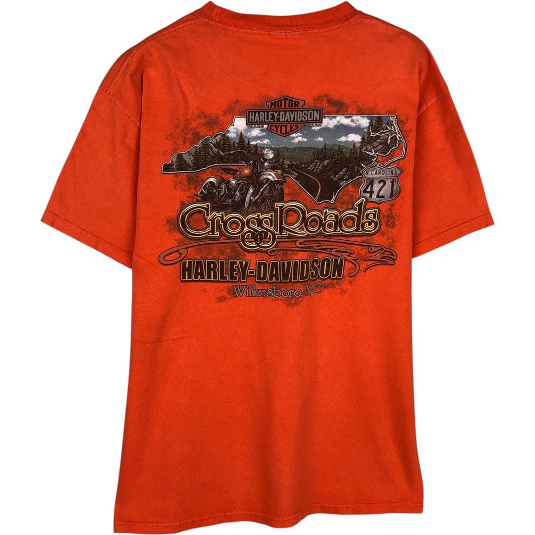 Harley-Davidson Motorcycle Bike T-shirt, Men's XL size unclear orange type Vintage Second Hand