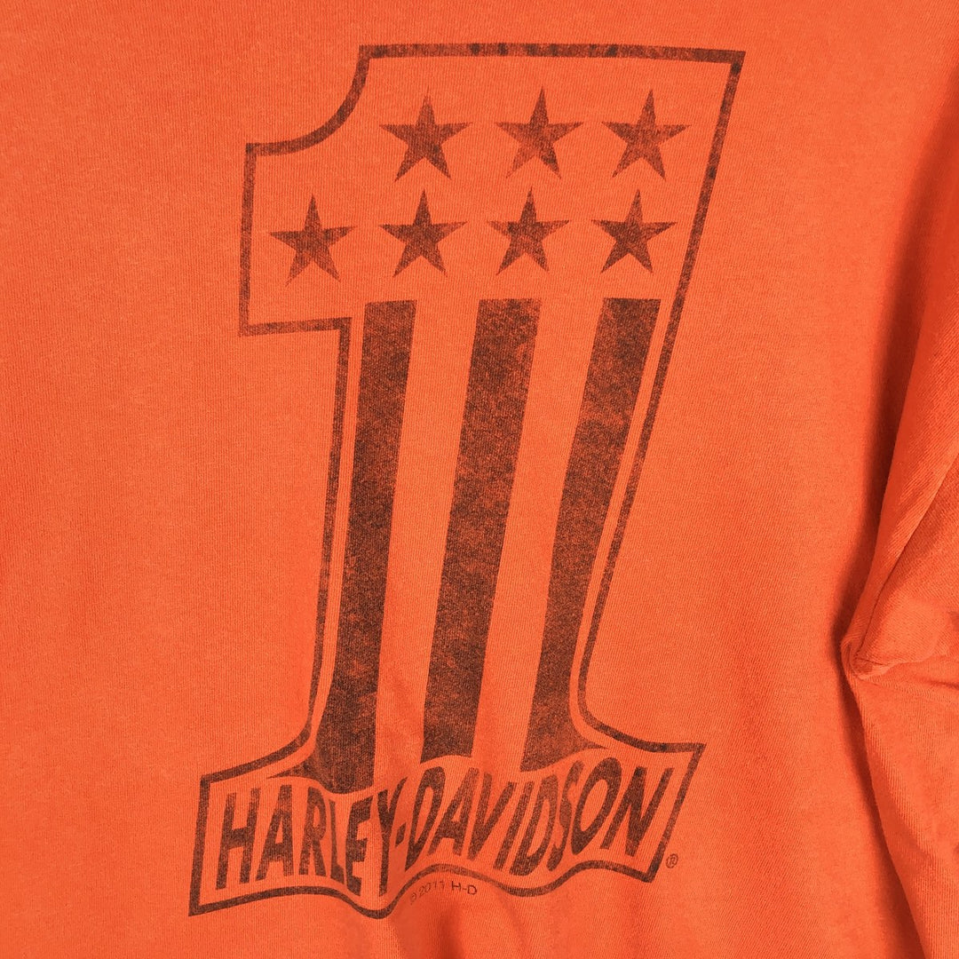 Harley-Davidson Motorcycle Bike T-shirt, Men's XL size unclear orange type Vintage Second Hand