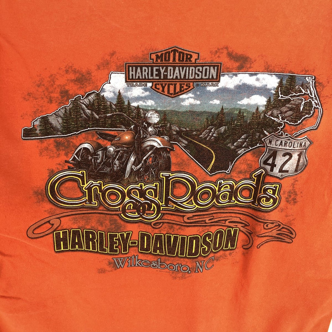Harley-Davidson Motorcycle Bike T-shirt, Men's XL size unclear orange type Vintage Second Hand