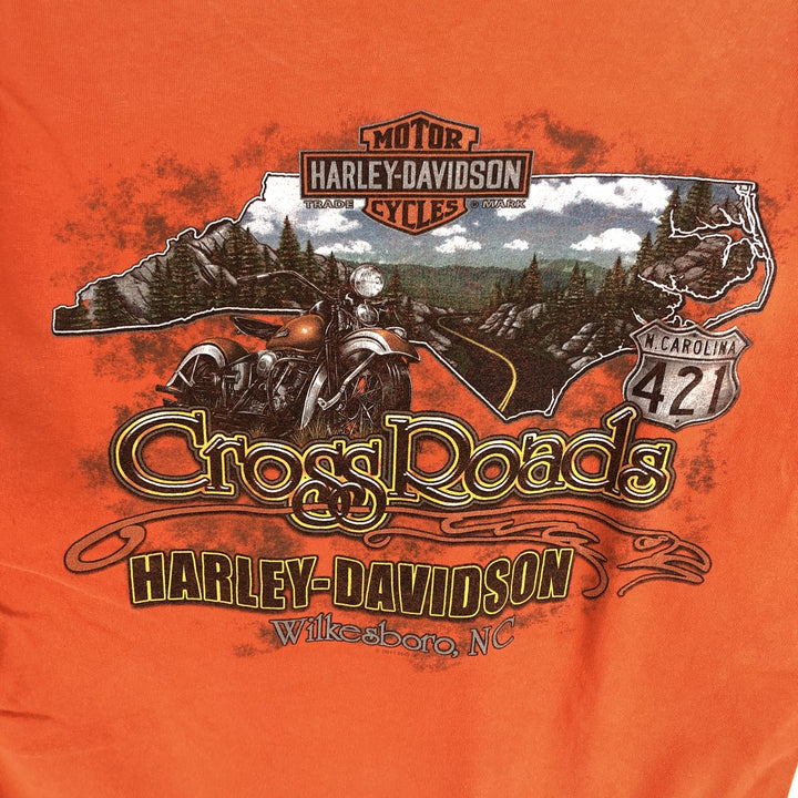 Harley-Davidson Motorcycle Bike T-shirt, Men's XL size unclear orange type Vintage Second Hand