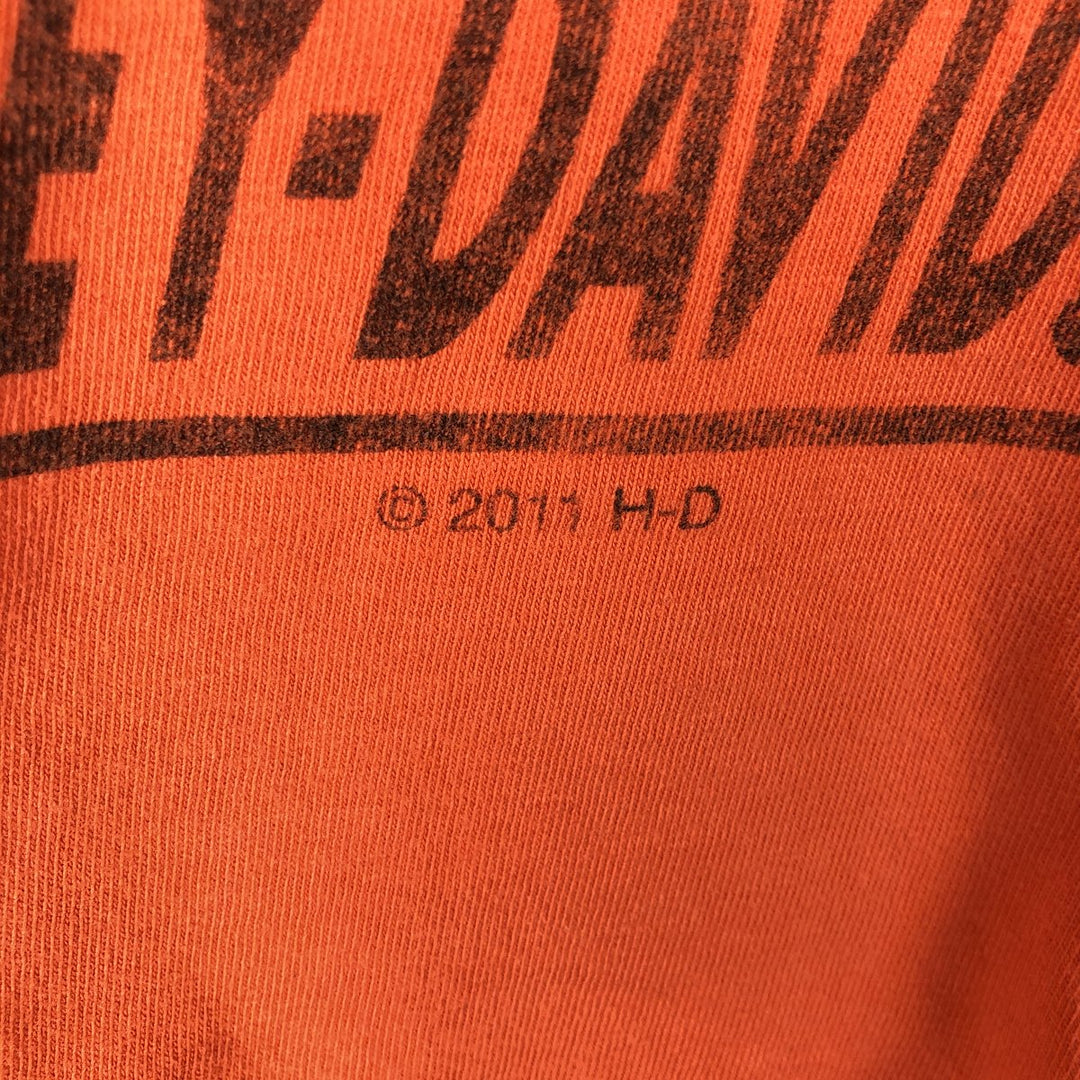 Harley-Davidson Motorcycle Bike T-shirt, Men's XL size unclear orange type Vintage Second Hand
