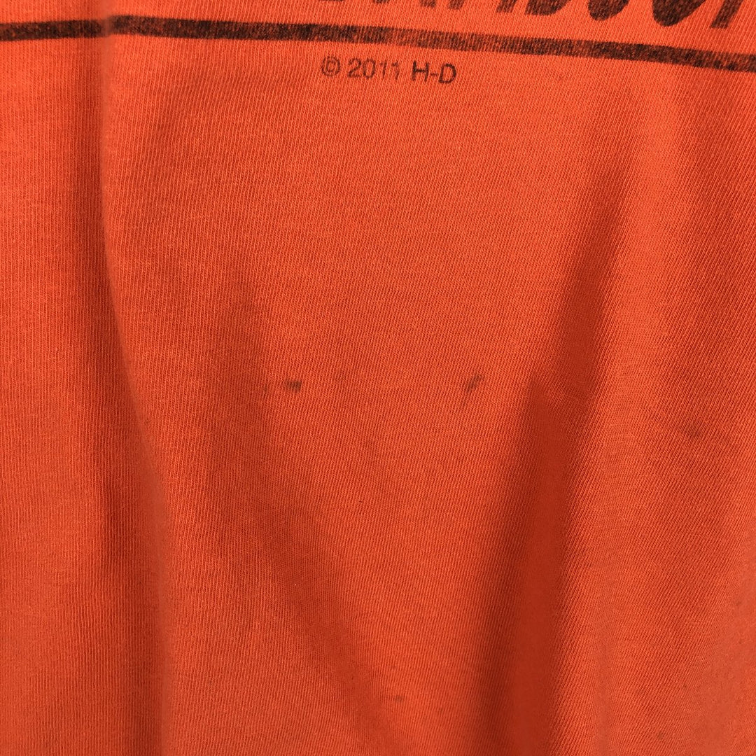 Harley-Davidson Motorcycle Bike T-shirt, Men's XL size unclear orange type Vintage Second Hand