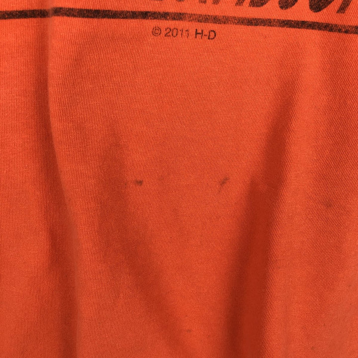 Harley-Davidson Motorcycle Bike T-shirt, Men's XL size unclear orange type Vintage Second Hand